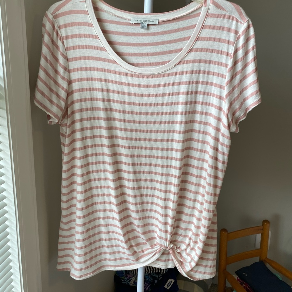 Light Pink and White Striped Faux Knotted Too